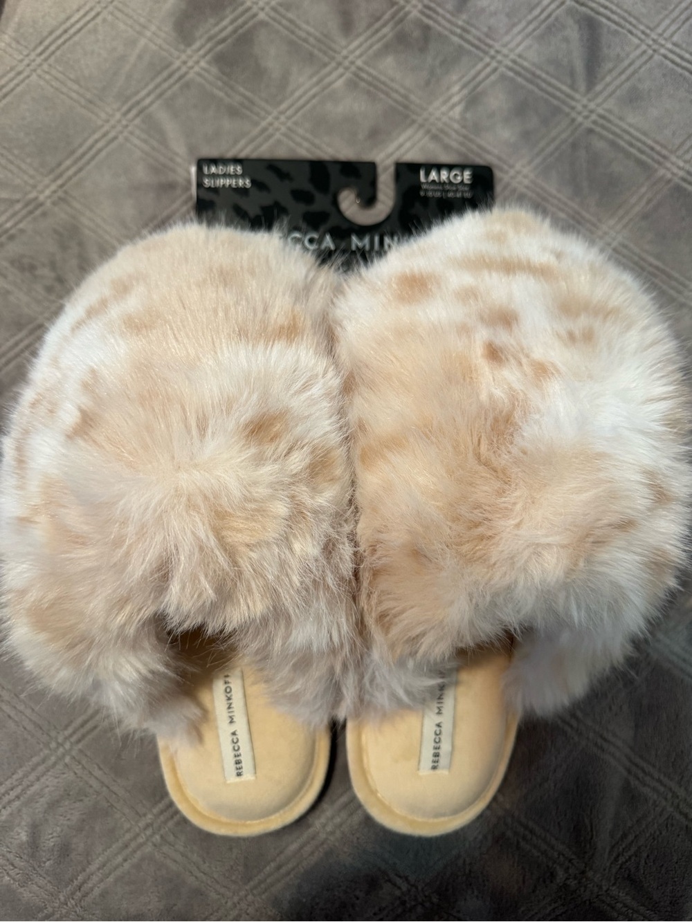 Rebecca Minkoff Ladies Beige Faux Fur Slippers